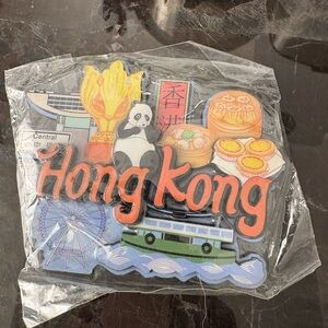 Hong Kong Souvenir Magnet with Iconic Landmarks and Dim Sum
